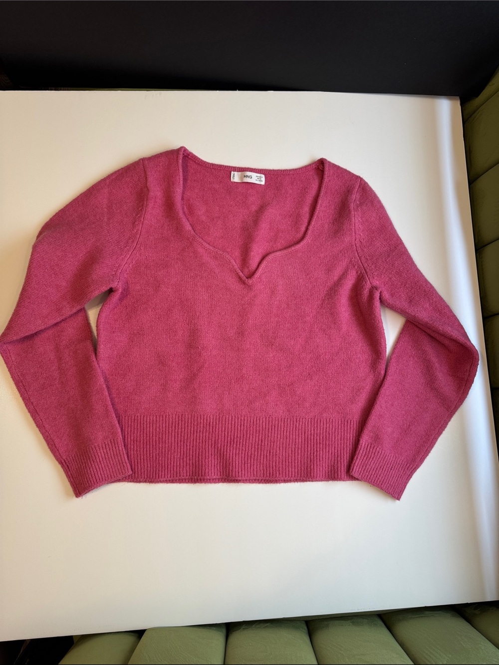 Mango Pink Notch Neck Women's Sweater